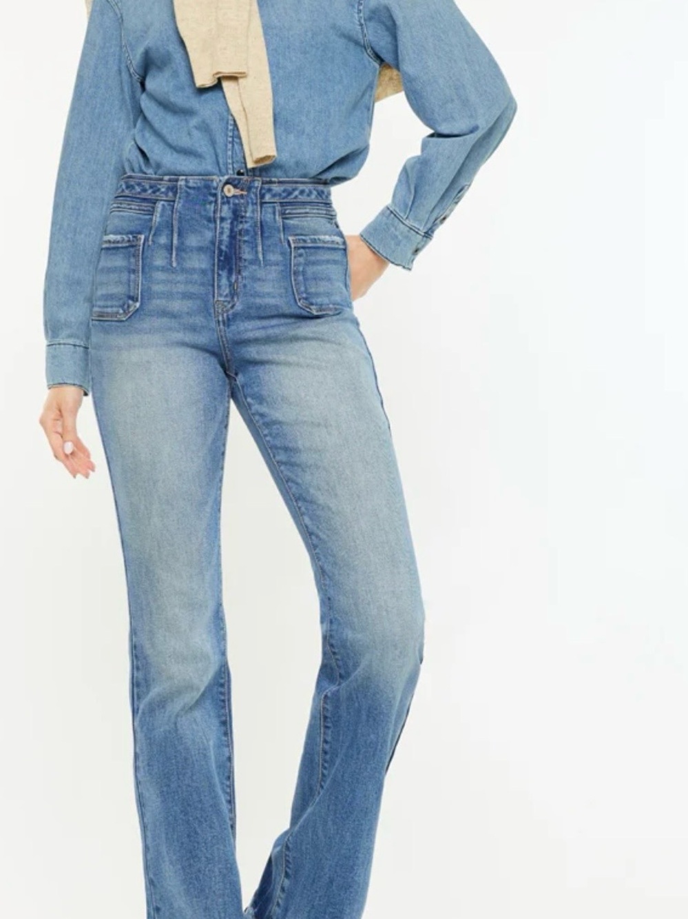 KanCan Denicee High Rise Bootcut Jeans Medium Wash Stretch Fit Size 15/31 NWT - Picture 2 of 16